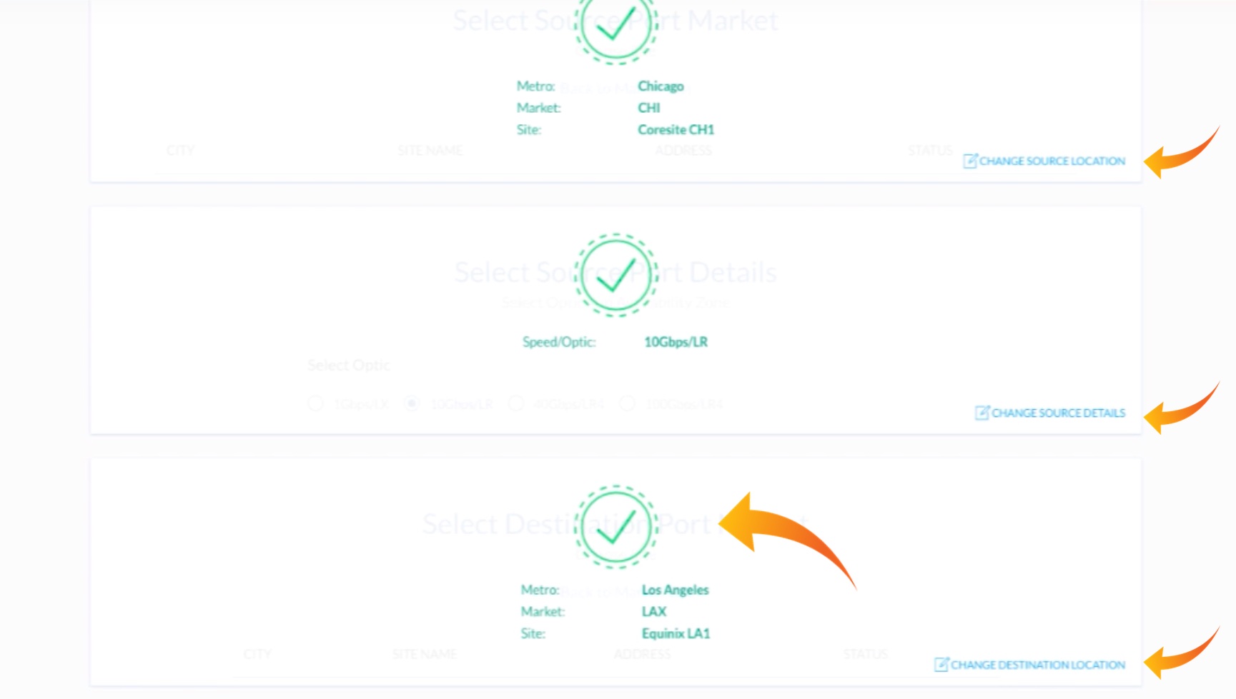 Confirm Destination and show change options